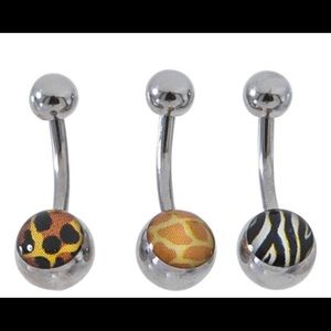 14G Animal Print Belly Rings 3 Pk
